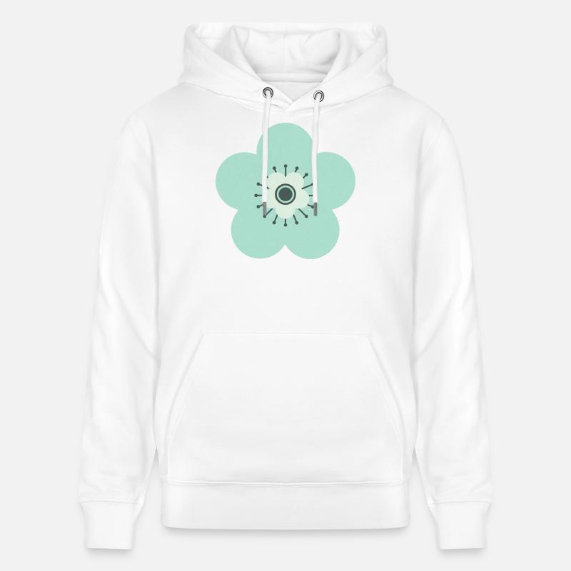Vert menthe et fleur bleue - Sweat à capuche bio CRUISER Stanley/Stella Unisexe - blanc