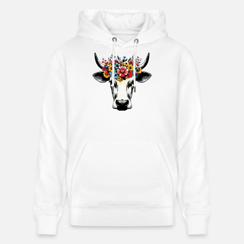 Vache - Sweat à capuche bio CRUISER Stanley/Stella Unisexe - blanc