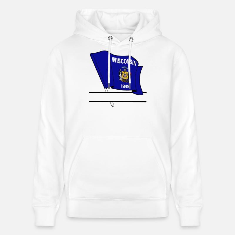 Drapeau Wisconsin bannière de texte - Sweat à capuche bio CRUISER Stanley/Stella Unisexe - blanc