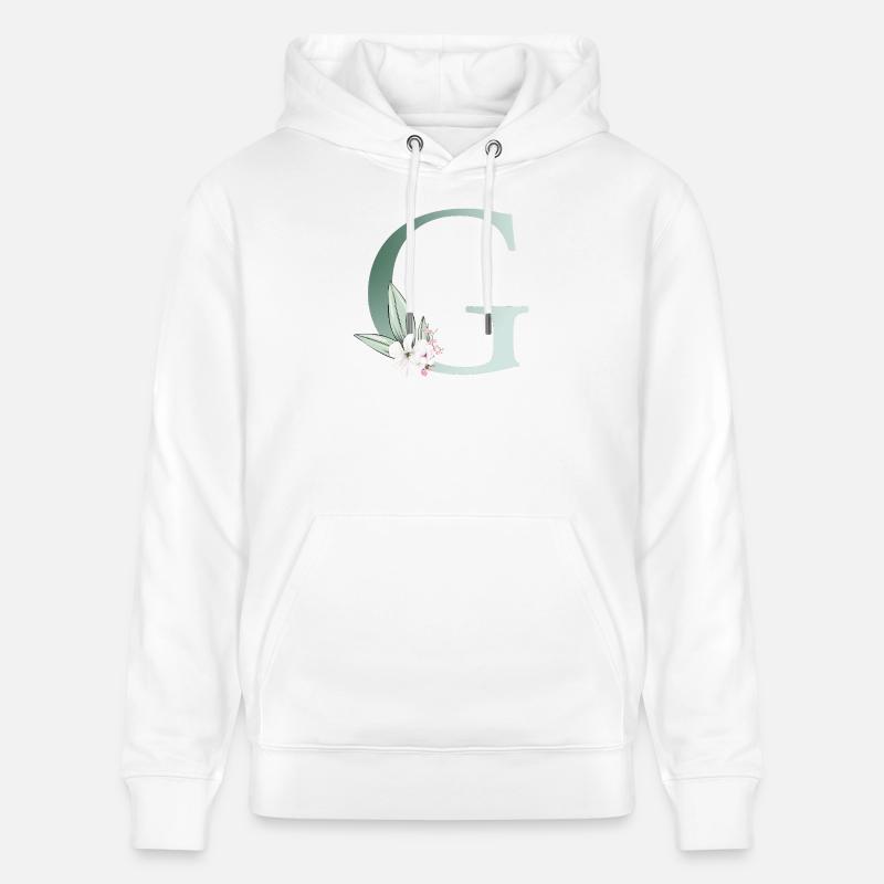 G Monogram, Floral, Personnalisable - Sweat à capuche bio CRUISER Stanley/Stella Unisexe - blanc