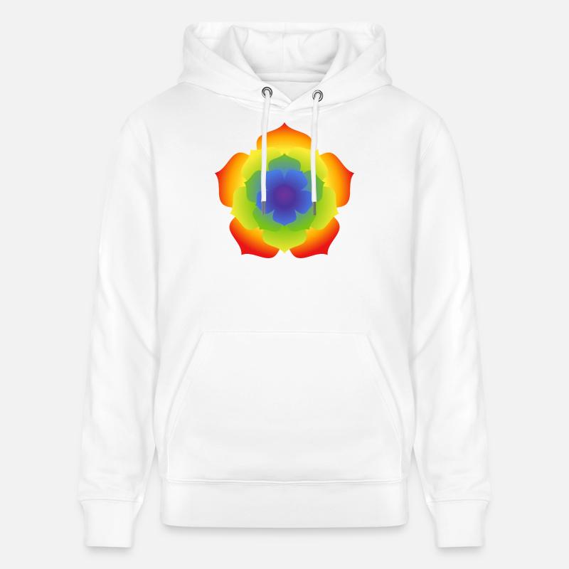 Fleur du Mandala du Lotus Arc-en-ciel - Sweat à capuche bio CRUISER Stanley/Stella Unisexe - blanc