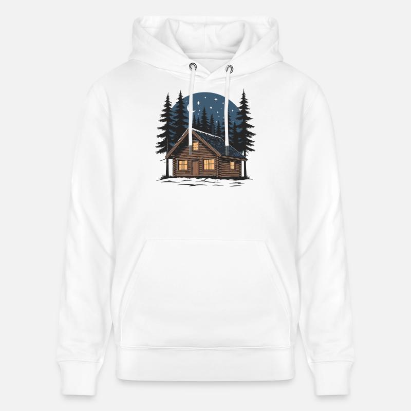 Cabane bois sous ciel étoilé nocturne - Sweat à capuche bio CRUISER Stanley/Stella Unisexe - blanc