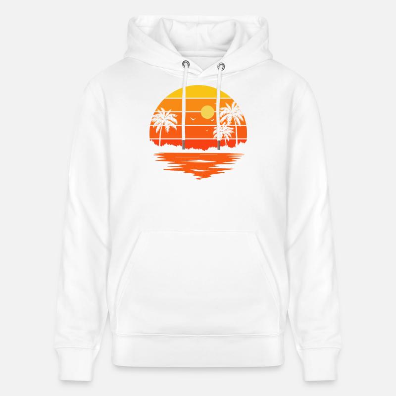 Coucher soleil palmier rétro - Sweat à capuche bio CRUISER Stanley/Stella Unisexe - blanc