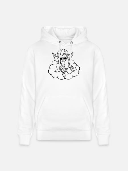 Angry Cherub with Slingshot - Stanley/Stella CRUISER Unisex Organic Hoodie - white