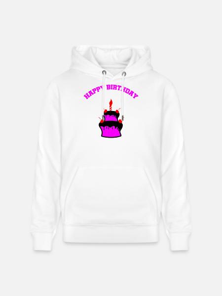 Neon Birthday Cake Sticker - Stanley/Stella CRUISER Unisex Organic Hoodie - white