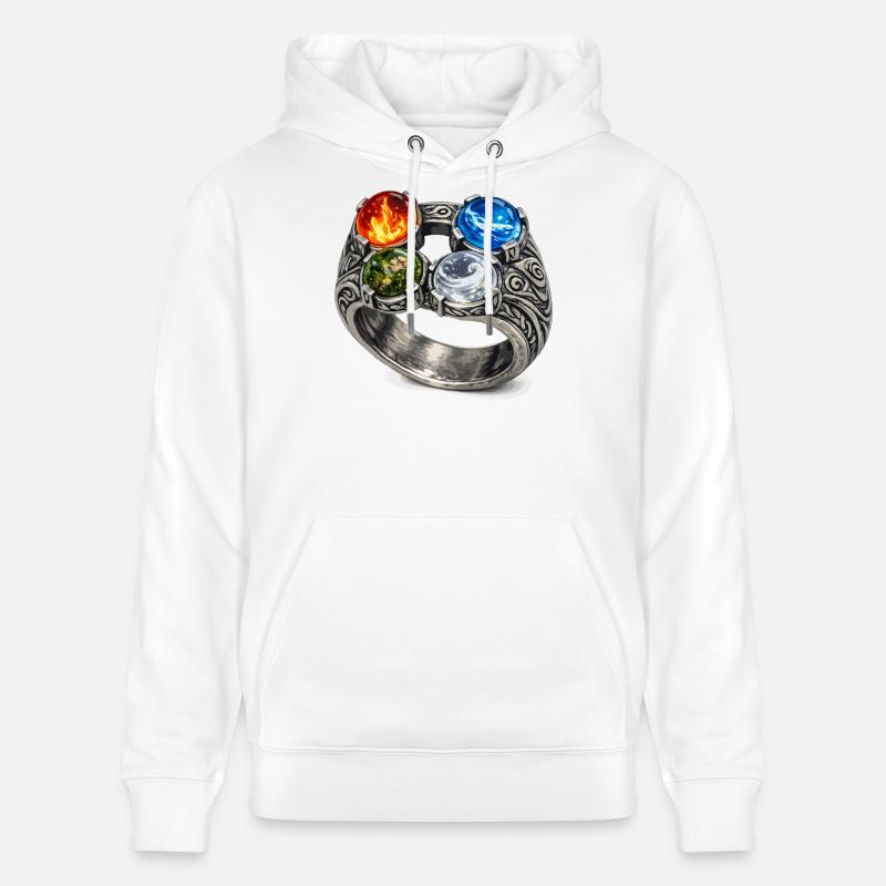 Vier-Elemente-Ring mit Edelsteinen - Stanley/Stella Unisex Bio-Hoodie CRUISER  - Weiß