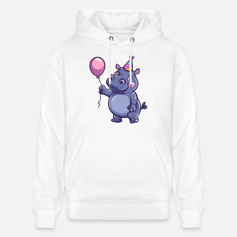 Hippopotame Anniversaire Bébé - Sweat à capuche bio CRUISER Stanley/Stella Unisexe - blanc