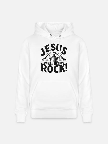 Jesus is My Rock - Stanley/Stella CRUISER Unisex Organic Hoodie - white