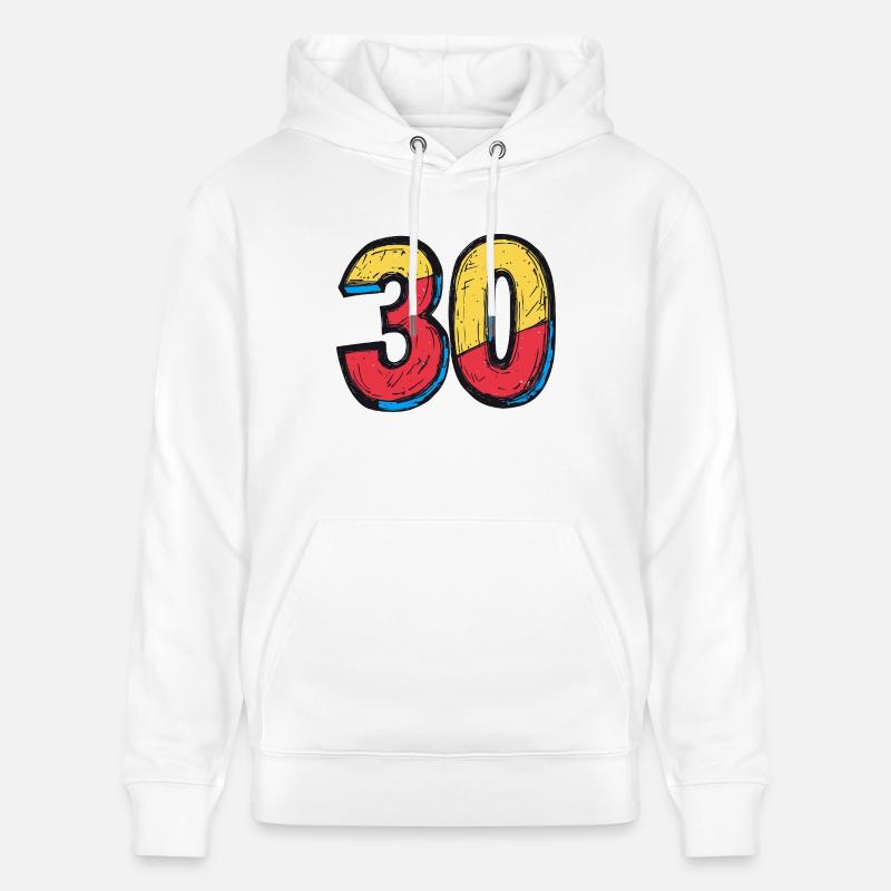 30 Symbole numérique - Sweat à capuche bio CRUISER Stanley/Stella Unisexe - blanc