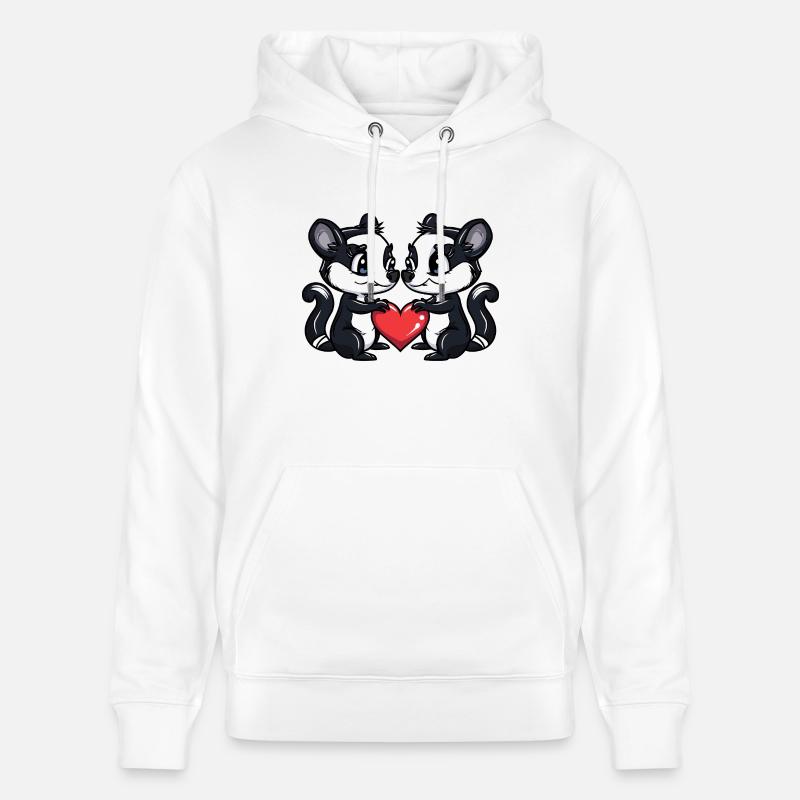 Skunk Couple Saint-Valentin - Sweat à capuche bio CRUISER Stanley/Stella Unisexe - blanc