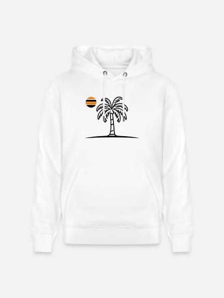 Island Palm Tree Summer - Stanley/Stella CRUISER Unisex Organic Hoodie - white