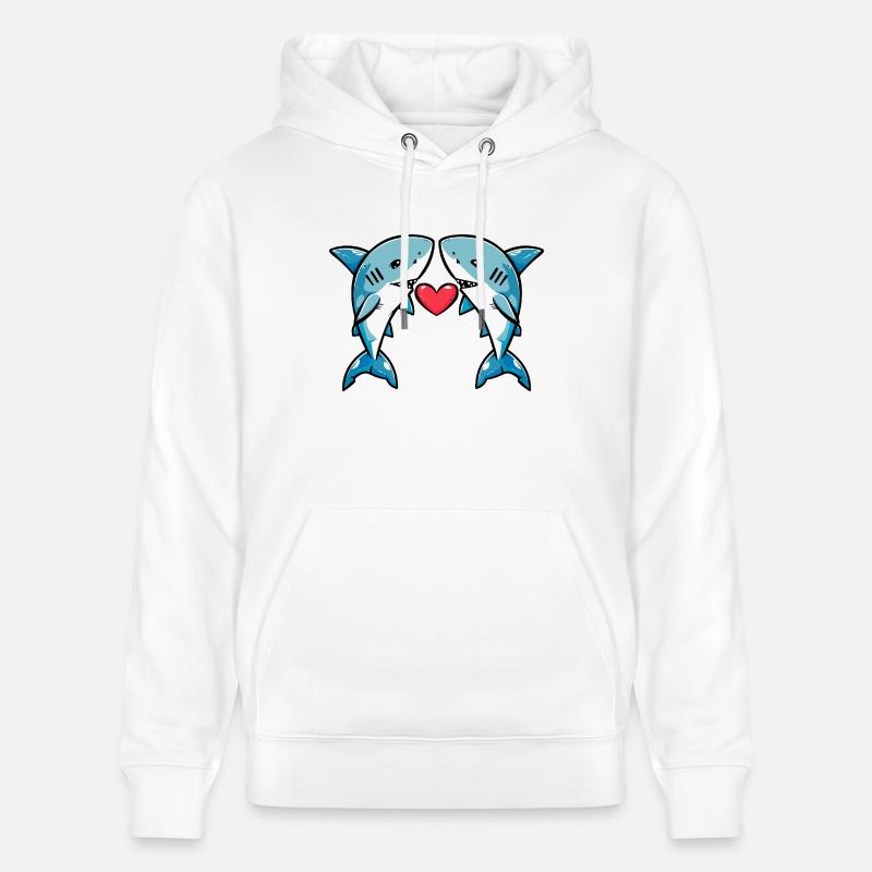 Couple de requins Saint-Valentin - Sweat à capuche bio CRUISER Stanley/Stella Unisexe - blanc
