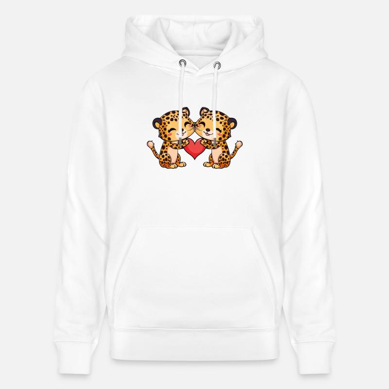 Couple léopard Saint-Valentin - Sweat à capuche bio CRUISER Stanley/Stella Unisexe - blanc