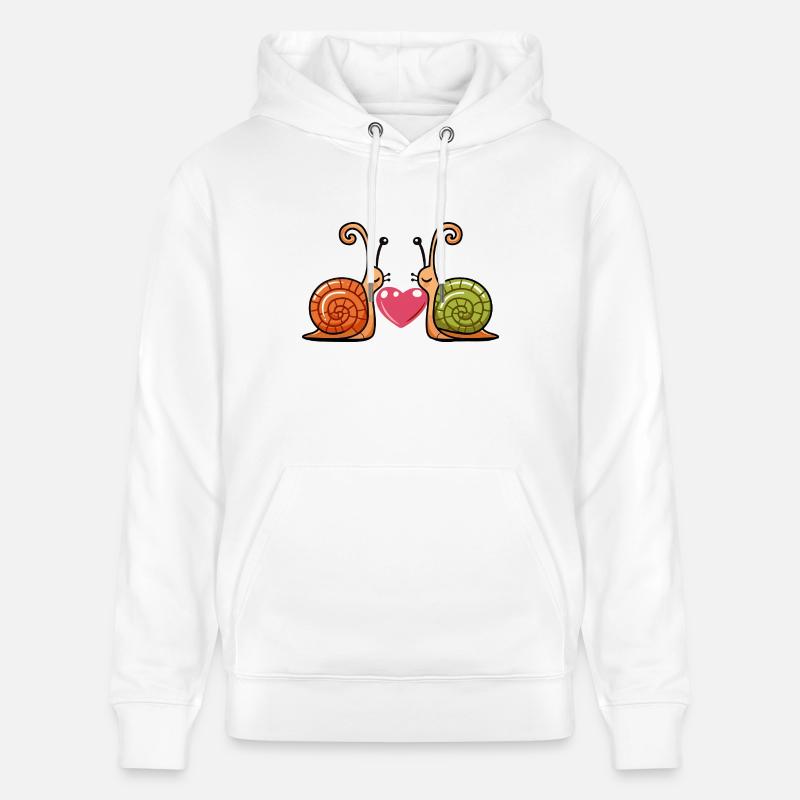 Escargot Couple Saint-Valentin - Sweat à capuche bio CRUISER Stanley/Stella Unisexe - blanc