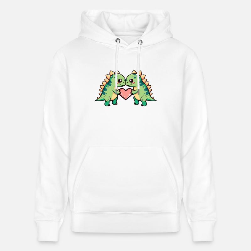 Dinosaure stégosaure couple coeur Saint-Valentin - Sweat à capuche bio CRUISER Stanley/Stella Unisexe - blanc