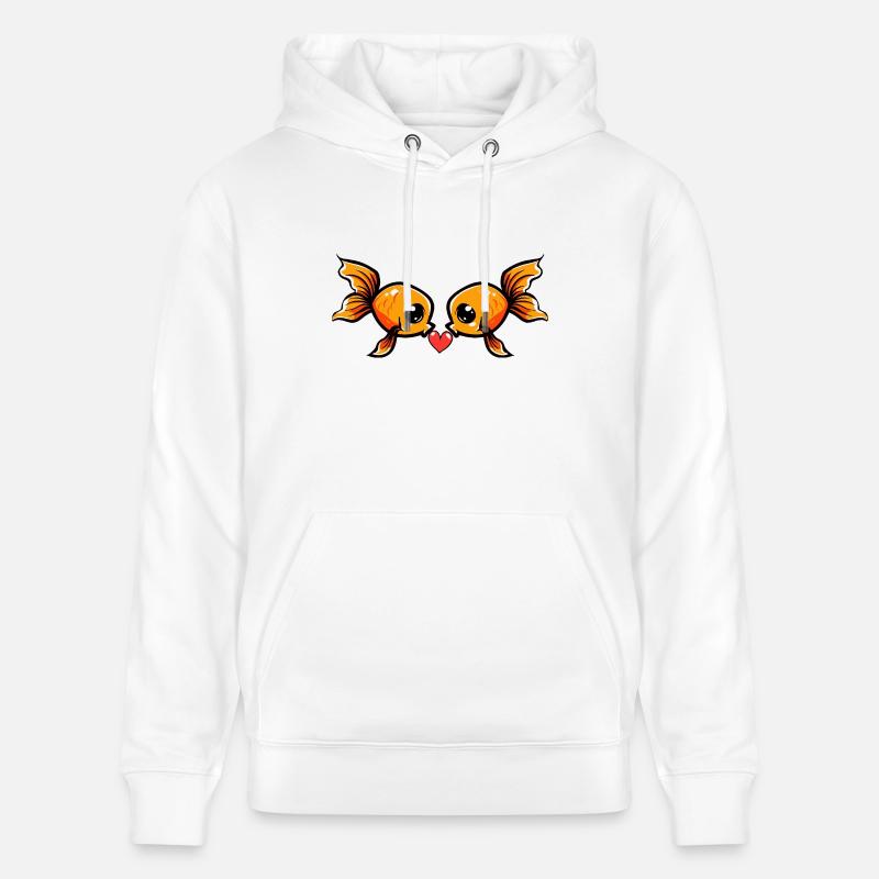 Poisson rouge Couple Poisson Saint-Valentin - Sweat à capuche bio CRUISER Stanley/Stella Unisexe - blanc