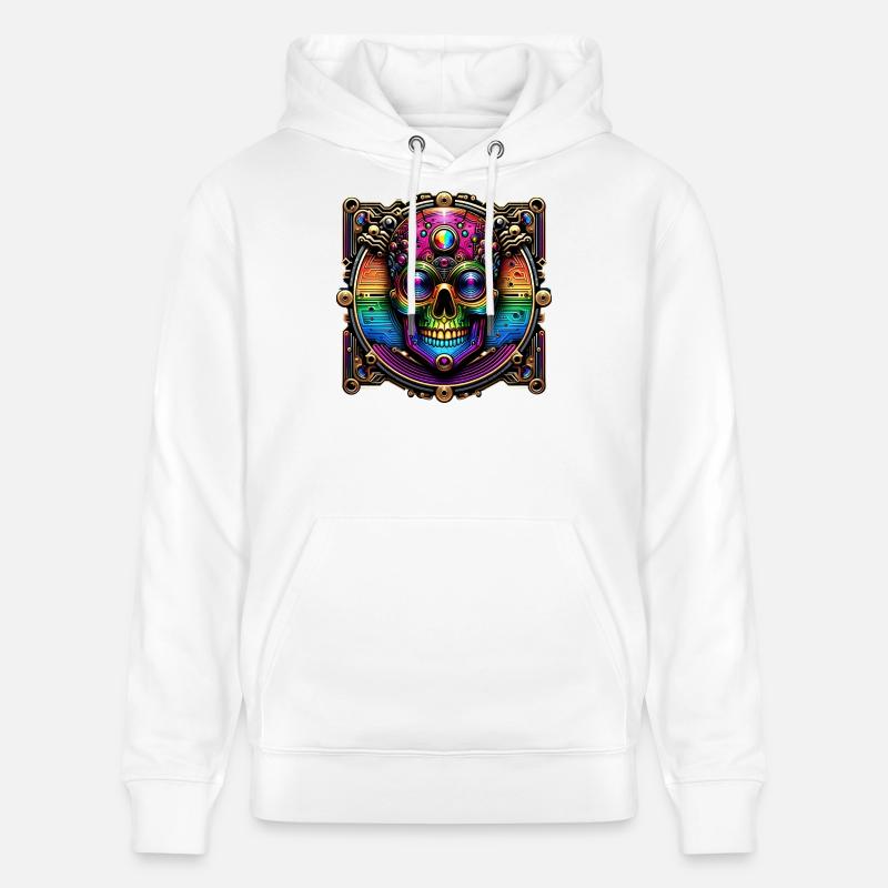 Conception de crâne arc-en-ciel cyberpunk - Sweat à capuche bio CRUISER Stanley/Stella Unisexe - blanc