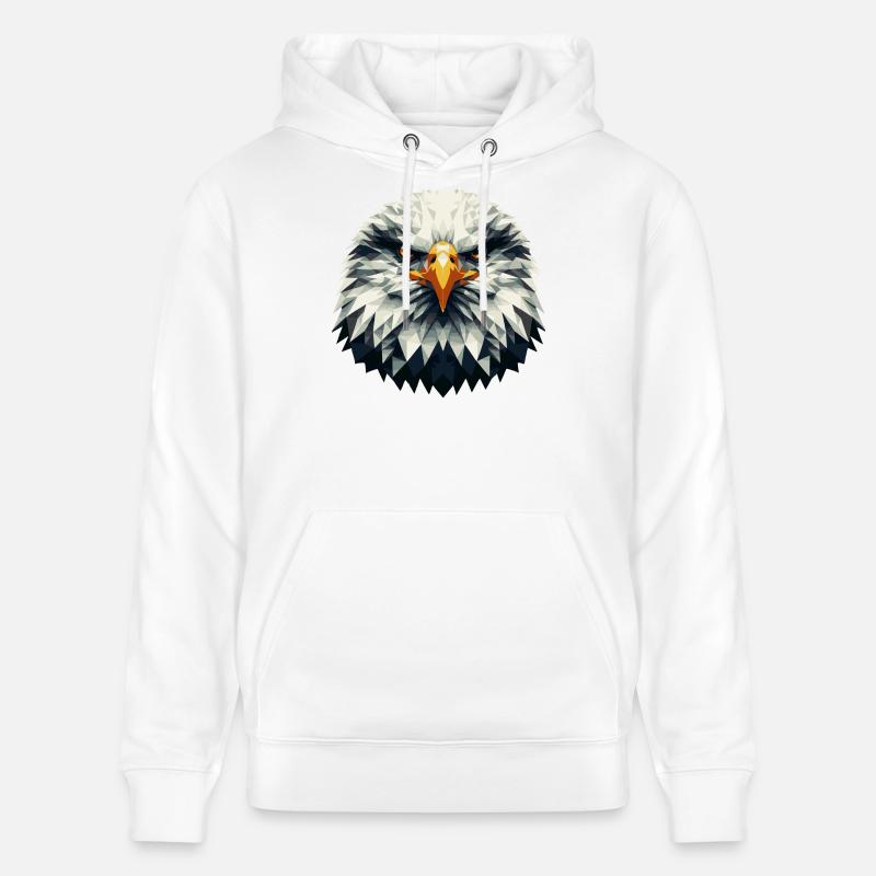 Tête d’aigle géométrique – Polygonale - Sweat à capuche bio CRUISER Stanley/Stella Unisexe - blanc