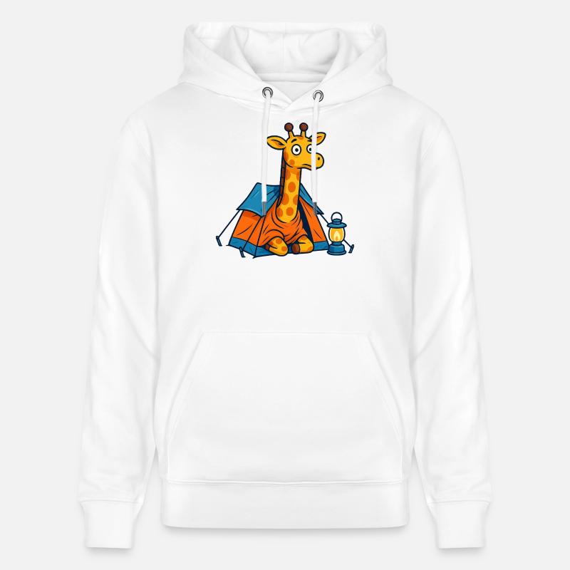 dessin animé girafe camping design - Sweat à capuche bio CRUISER Stanley/Stella Unisexe - blanc
