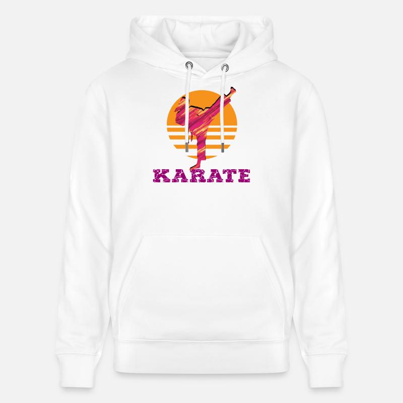 Karaté Coucher de soleil Silhouette - Sweat à capuche bio CRUISER Stanley/Stella Unisexe - blanc