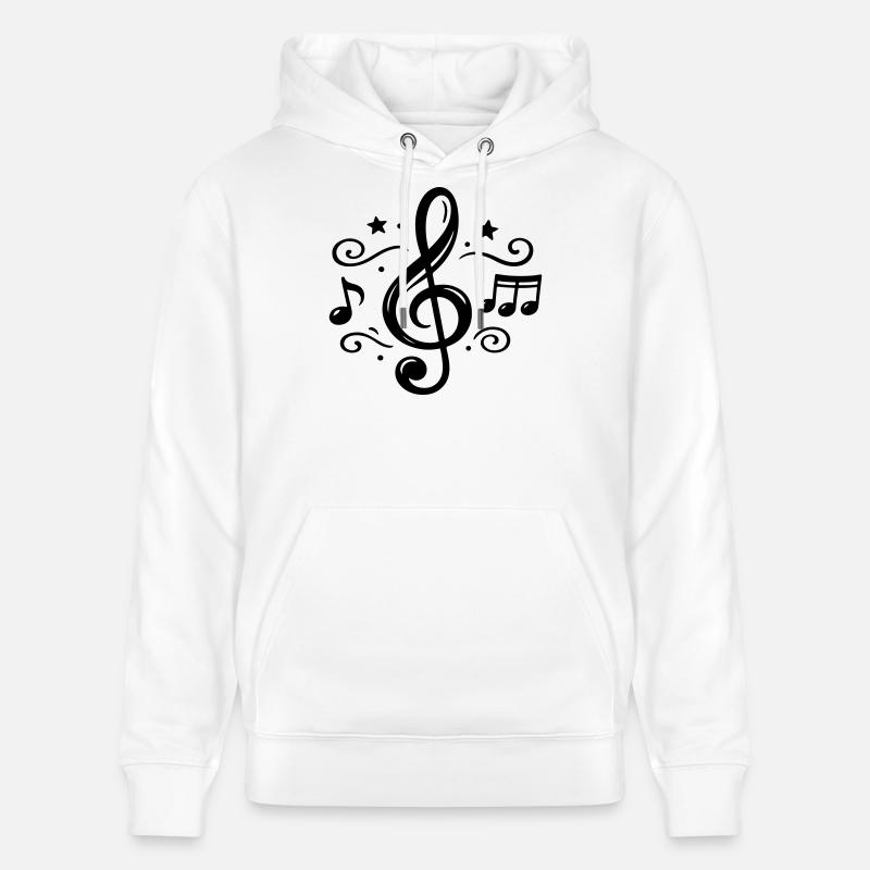 Notes musicales de clé - Sweat à capuche bio CRUISER Stanley/Stella Unisexe - blanc