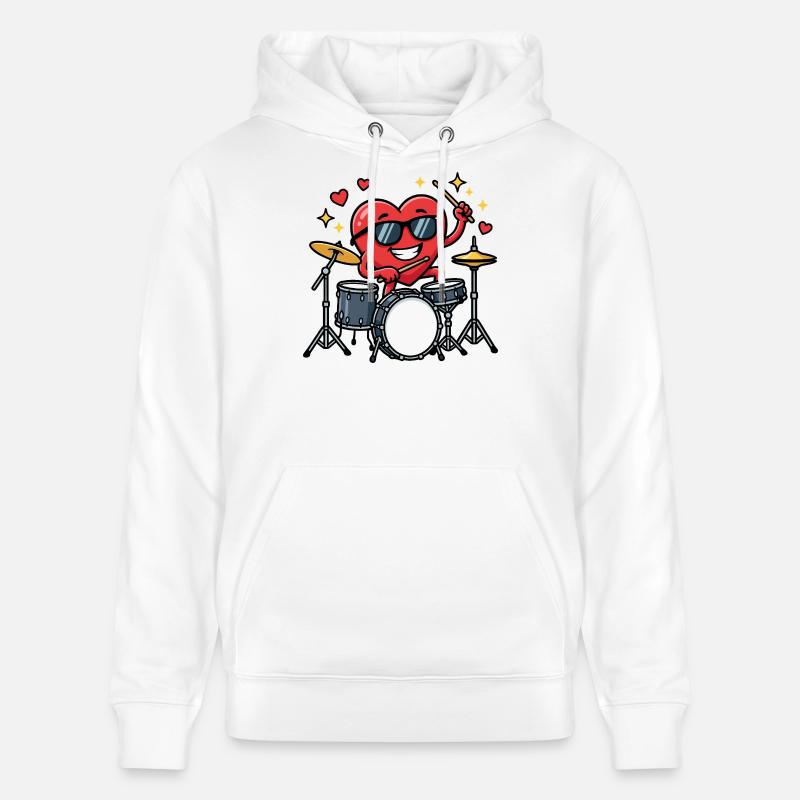 Des batteurs drôles pour la Saint-Valentin - Sweat à capuche bio CRUISER Stanley/Stella Unisexe - blanc