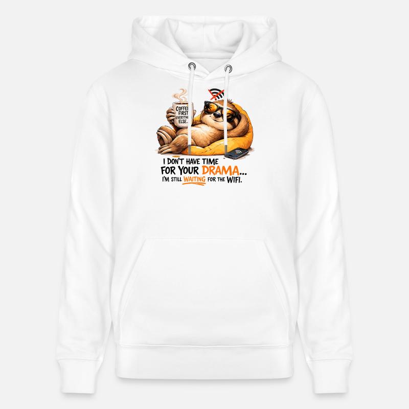 Dramat w Sloth Coffee Lounge - Ekologiczna bluza z kapturem typu unisex Stanley/Stella CRUISER  - biały