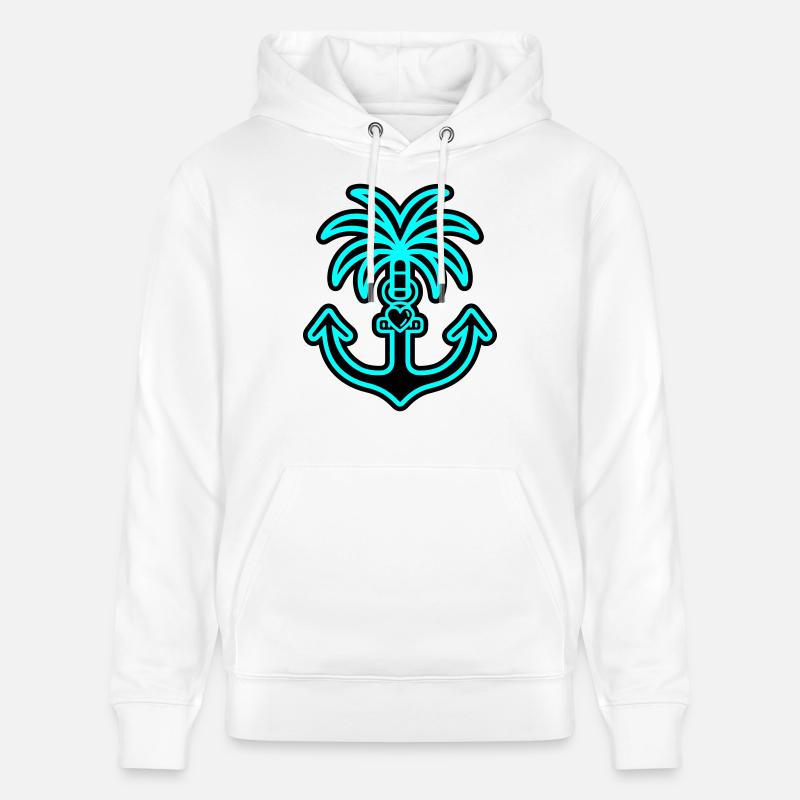 Palmier ancre coeur amour - Sweat à capuche bio CRUISER Stanley/Stella Unisexe - blanc