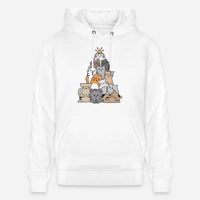 Katze Weihnachtsbaum - Stanley/Stella Unisex Bio-Hoodie CRUISER  - Weiß