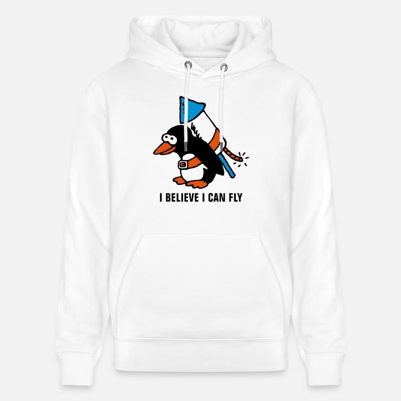 rocket_pinguin_white_b_3c - Stanley/Stella Unisex Bio-Hoodie CRUISER - Weiß