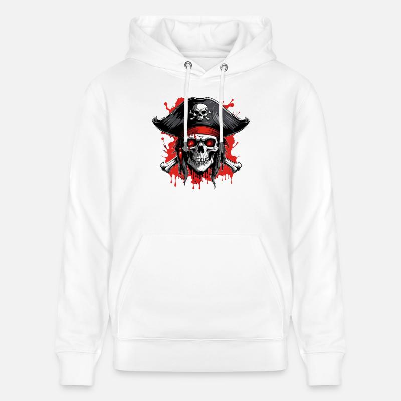 Piratenschädel mit Dreispitz und Blutspritzern - Stanley/Stella Unisex Bio-Hoodie CRUISER  - Weiß