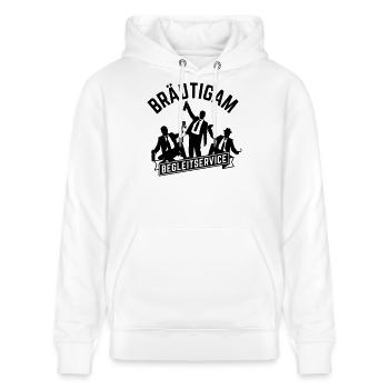jga begleitservice bräutigam - Stanley/Stella Unisex Bio-Hoodie CRUISER  - Weiß - Vorne - Alina (178cm) & Michal (187cm)