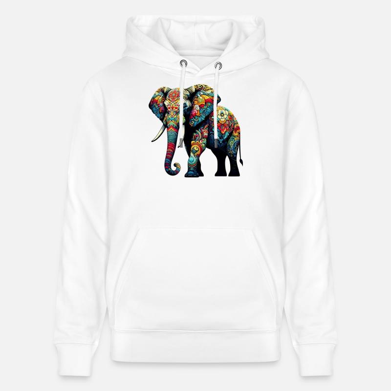 Éléphant - Sweat à capuche bio CRUISER Stanley/Stella Unisexe - blanc
