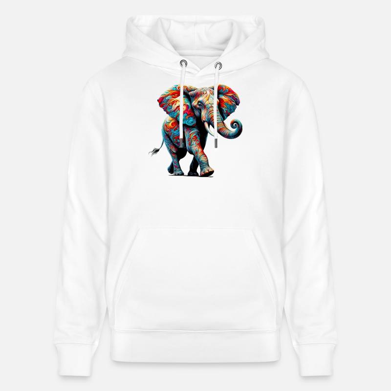 Éléphant - Sweat à capuche bio CRUISER Stanley/Stella Unisexe - blanc