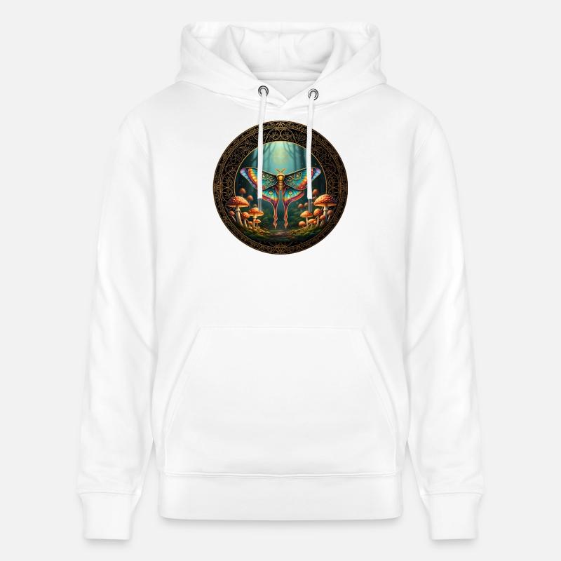 Mandala Papillon Forêt Enchanteur - Sweat à capuche bio CRUISER Stanley/Stella Unisexe - blanc