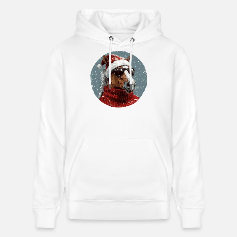 Noël de Noël cheval - Sweat à capuche bio CRUISER Stanley/Stella Unisexe - blanc