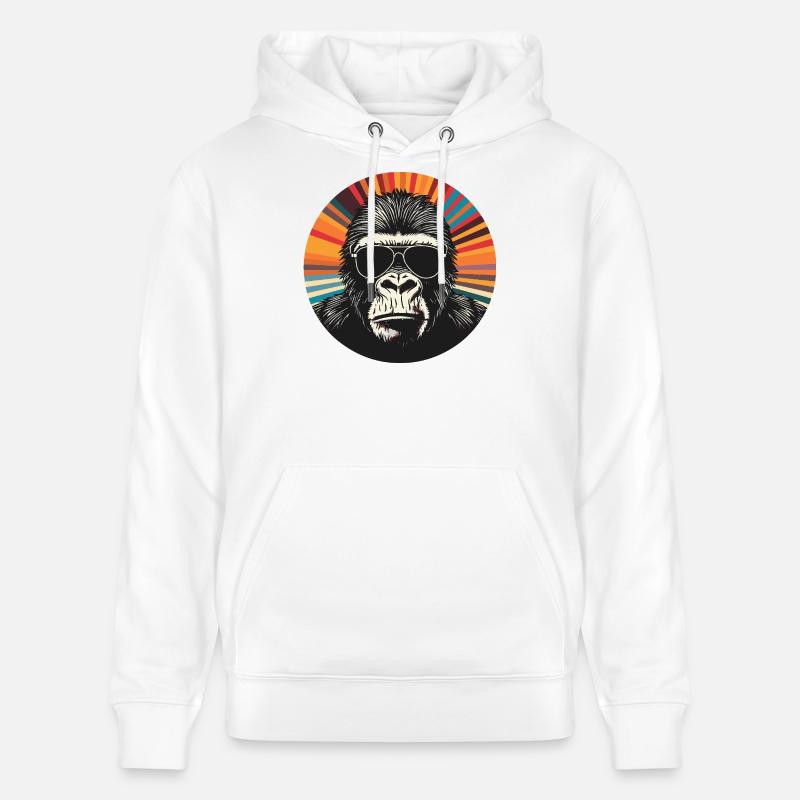 Gorilla Retro Sunglasses Pop Art - Sweat à capuche bio CRUISER Stanley/Stella Unisexe - blanc