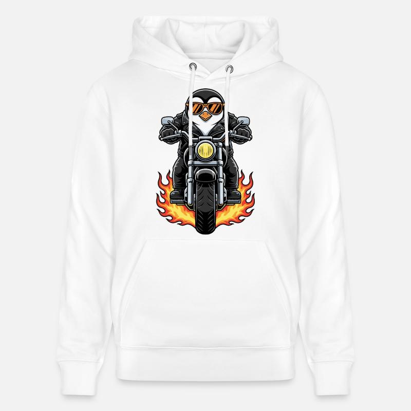 Cool Biker Penguin Motorcycle Flames - Sweat à capuche bio CRUISER Stanley/Stella Unisexe - blanc
