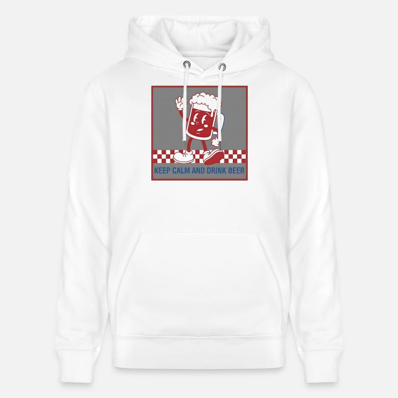 Caricature de la bière Keep Calm - Sweat à capuche bio CRUISER Stanley/Stella Unisexe - blanc