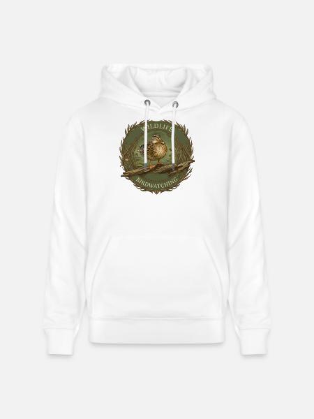 Bird Watching Wildlife Emblem - Stanley/Stella CRUISER Unisex Organic Hoodie - white