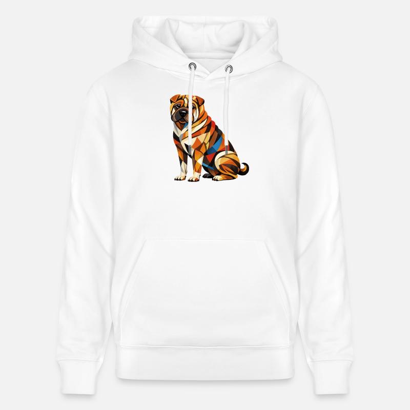 Shar pei Geometric - Sweat à capuche bio CRUISER Stanley/Stella Unisexe - blanc