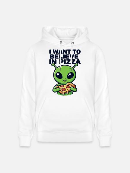 Jeg vil tro på pizza alien - Stanley/Stella CRUISER økologisk unisex-hoodie - hvid