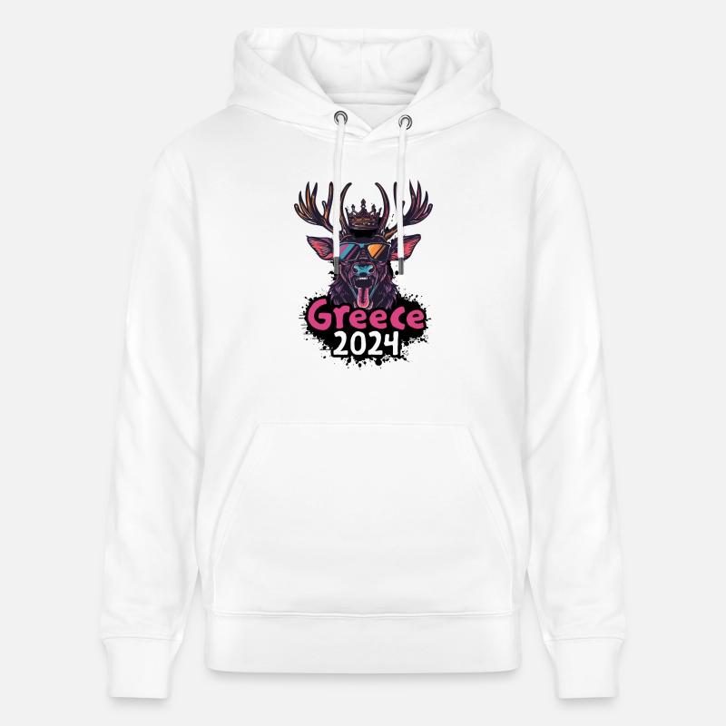 Grèce 2024 Cerf - Sweat à capuche bio CRUISER Stanley/Stella Unisexe - blanc