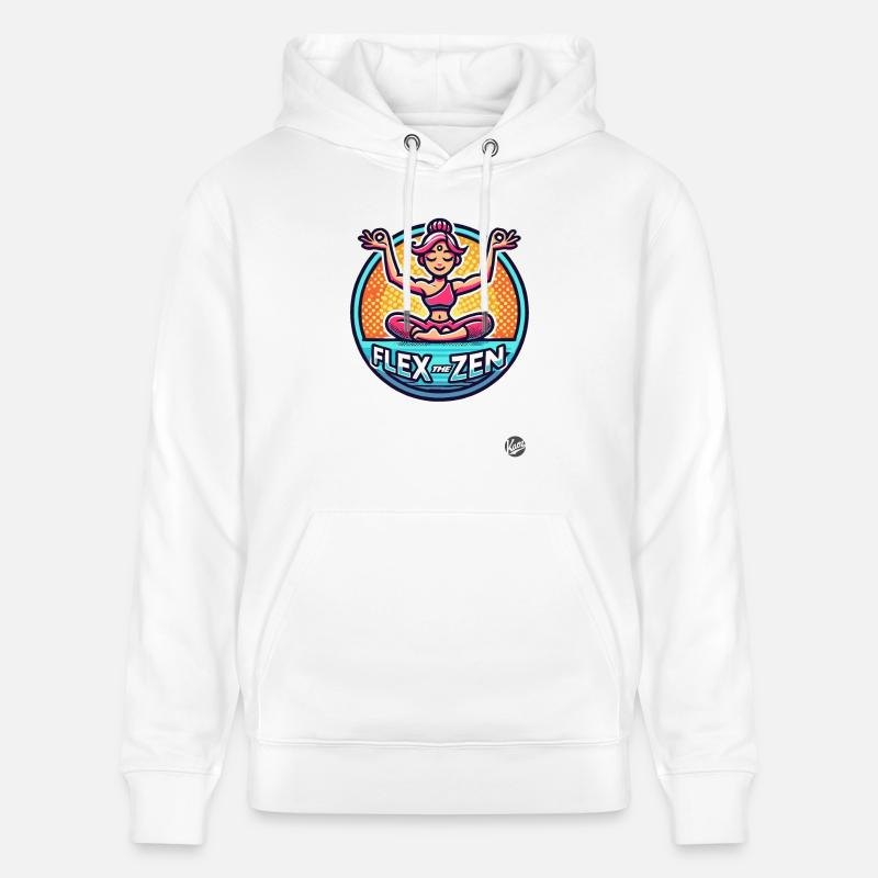 Flexe le Zen, Yoga - Sweat à capuche bio CRUISER Stanley/Stella Unisexe - blanc