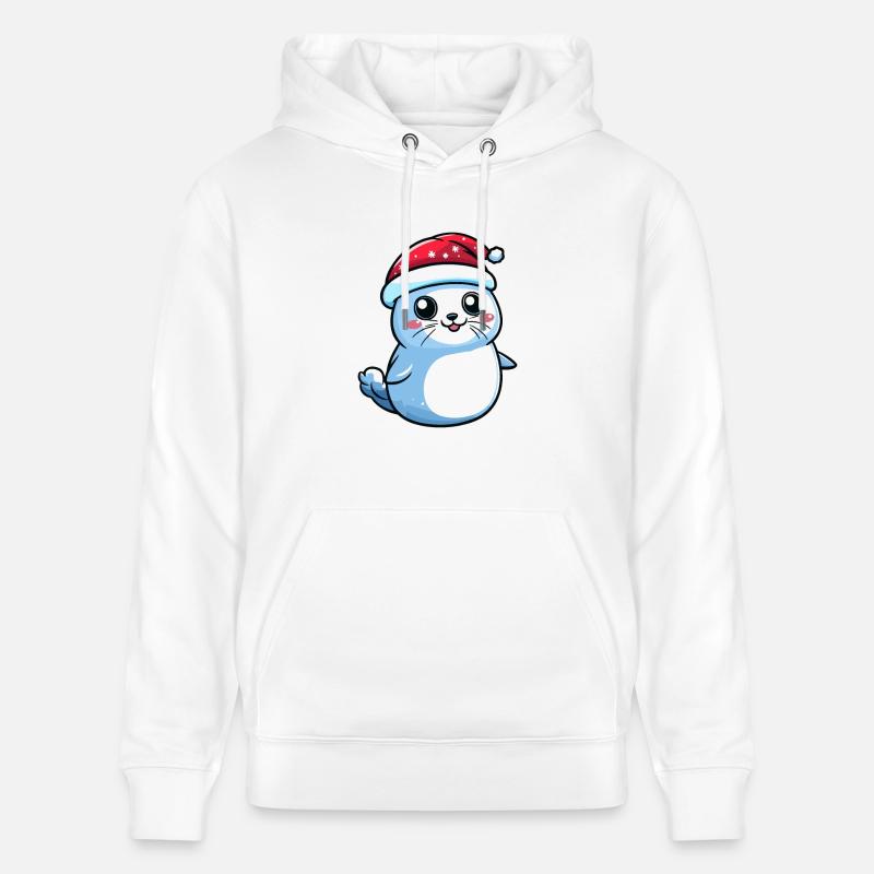 phoque animal Noël mignon - Sweat à capuche bio CRUISER Stanley/Stella Unisexe - blanc