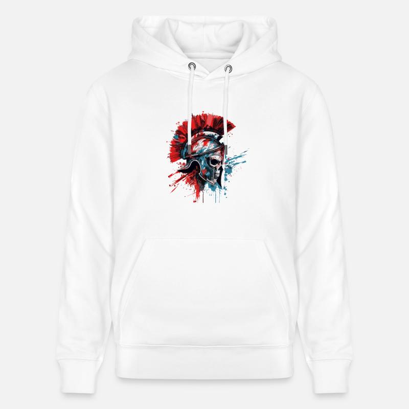 Casque Spartan Skull - Sweat à capuche bio CRUISER Stanley/Stella Unisexe - blanc