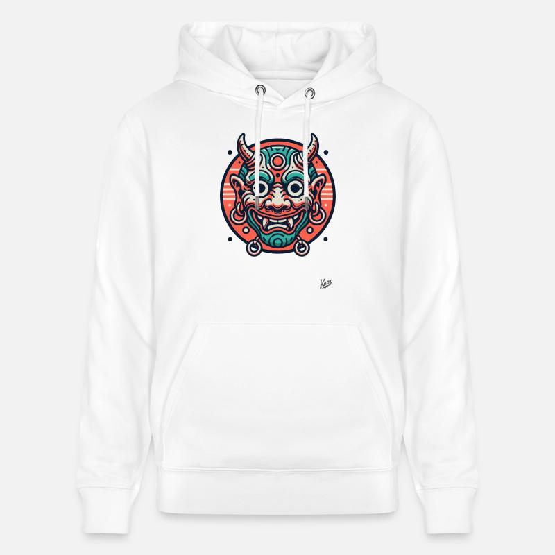 Masque Oni japonais cool - Sweat à capuche bio CRUISER Stanley/Stella Unisexe - blanc