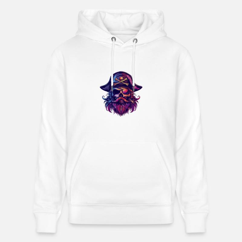 Capitaine Crâne de pirate - Sweat à capuche bio CRUISER Stanley/Stella Unisexe - blanc