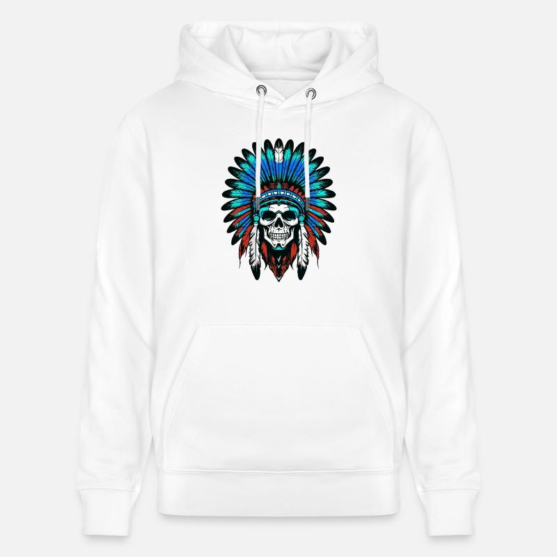 Crâne de chef indien Apache - Sweat à capuche bio CRUISER Stanley/Stella Unisexe - blanc