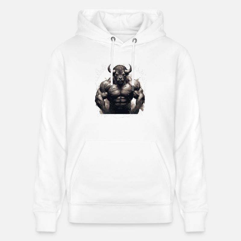 Bison Muscles Musculation Bête - Sweat à capuche bio CRUISER Stanley/Stella Unisexe - blanc